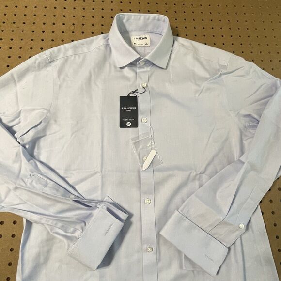 NWT T.M. Lewin London Fitted LS Button Up Oxford Shirt Light Blue Size 16.5 Men - Picture 2 of 9